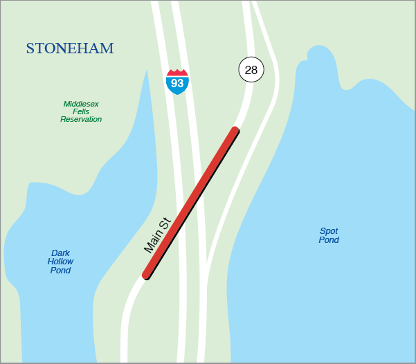 Stoneham: Deck Replacement and Superstructure Repairs, S-27-006 (2L2), Route 28 (Fellsway West) over 
Interstate 93